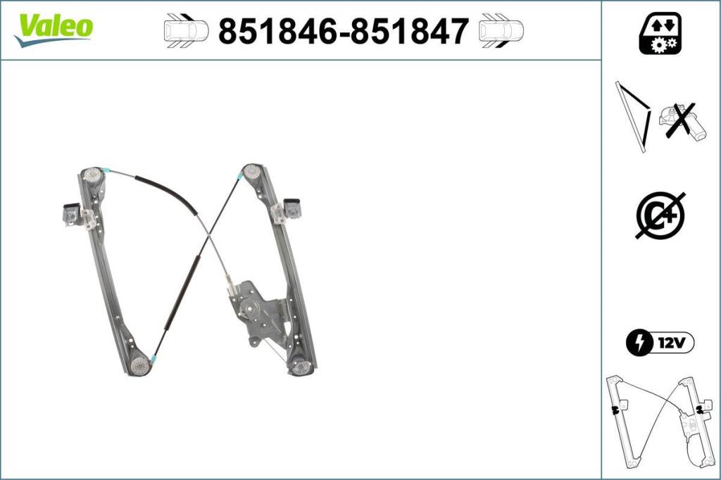 Mécanisme de lève-vitre (lève-vitre) VALEO 851846